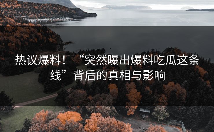 热议爆料！“突然曝出爆料吃瓜这条线”背后的真相与影响
