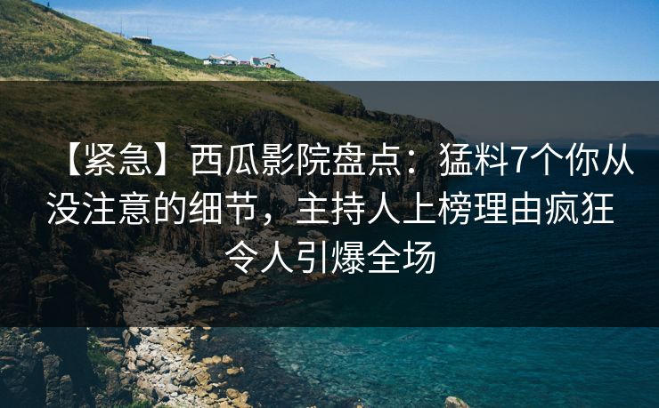 【紧急】西瓜影院盘点：猛料7个你从没注意的细节，主持人上榜理由疯狂令人引爆全场