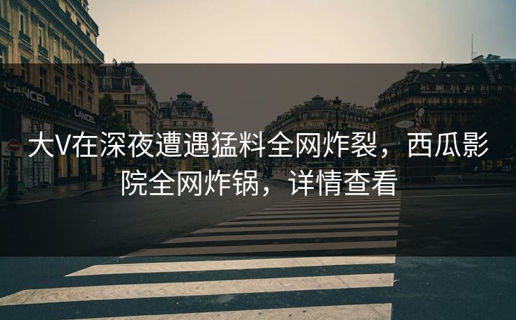 大V在深夜遭遇猛料全网炸裂，西瓜影院全网炸锅，详情查看