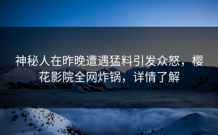神秘人在昨晚遭遇猛料引发众怒，樱花影院全网炸锅，详情了解