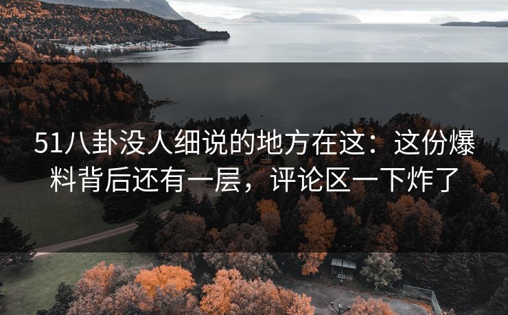 51八卦没人细说的地方在这：这份爆料背后还有一层，评论区一下炸了